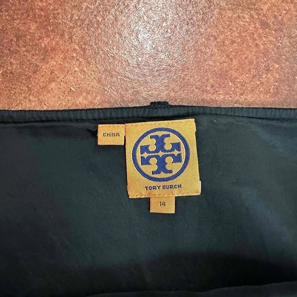 Tory Burch Black Wool Mid Thigh Pencil Skirt Stretchy Waist Size 14